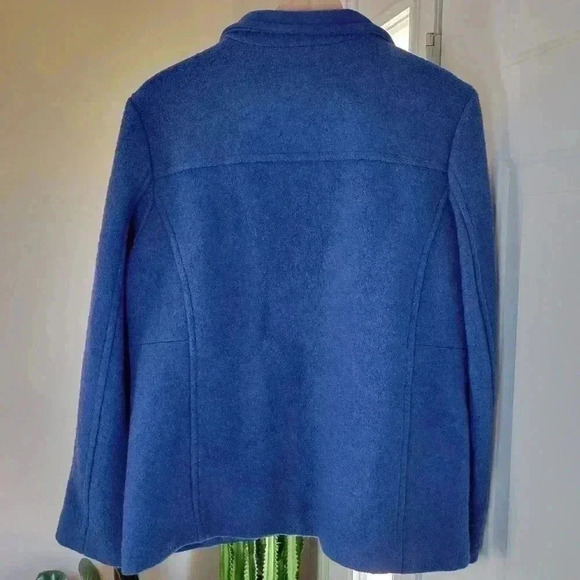 Lands' End Blue Wool Zip Up Collared Coat, Size 16p - Picture 6 of 10